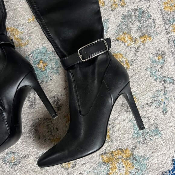 Over the Knee (faux) leather Marc Fisher black stiletto boots (size 7.5) - Picture 4 of 7